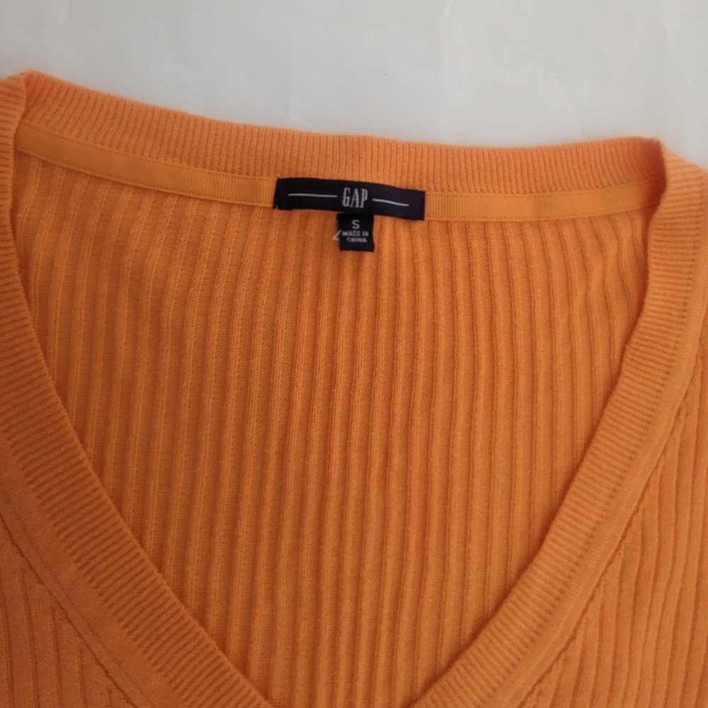 Cotton Rib Knit V-neck Long Sleeve Pull On Sweater* - Picture 15 of 15